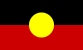 Image of Aboriginal flag - black top half, red bottom half with yellow circle at center.