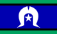 Image of Torres Strait Islander flag - green panels at the top and bottom of the flag, central blue panel , white star at center with five surrounding points of the star