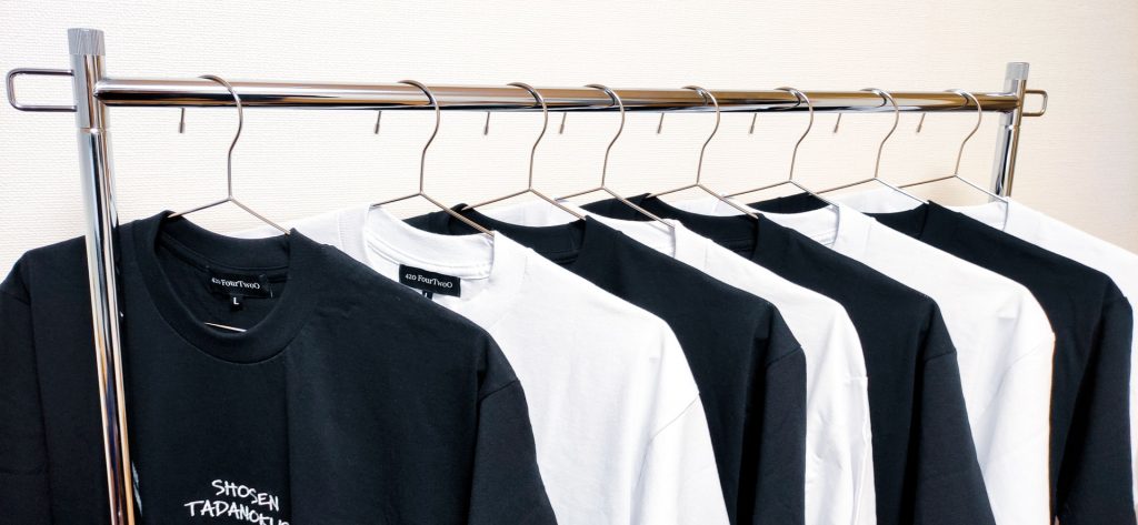 tshirts on a clothing rack