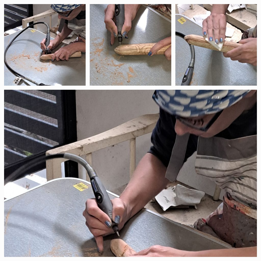 Lisa working on the tap handles. Photos by Kobe Caruana.