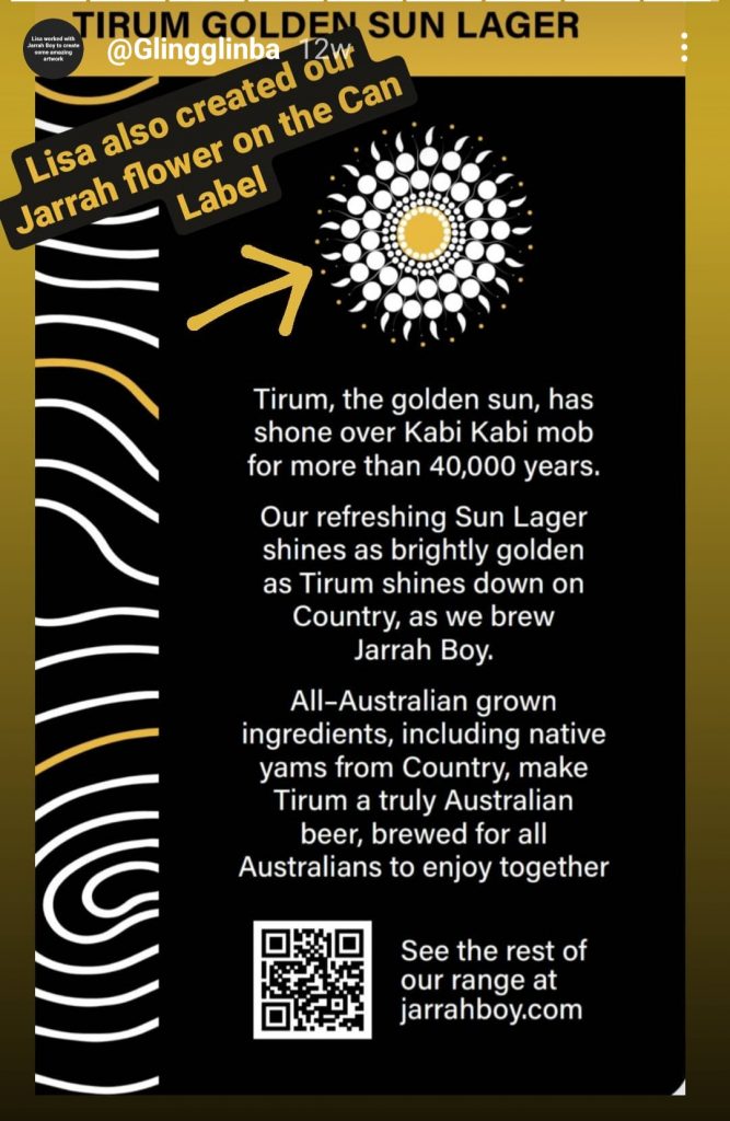 Image of Jarrah Boy beer can (back) featuring Jarrah Flower design by Lisa. 