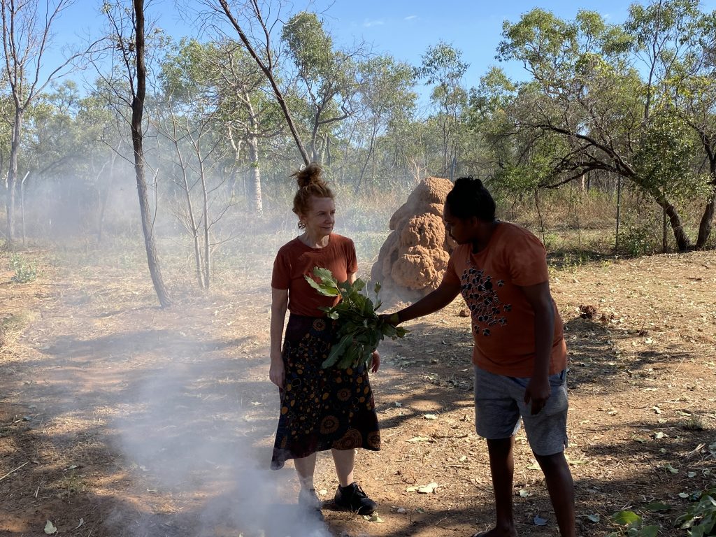 Robyn with Shontae Charles at a smoking ceremony